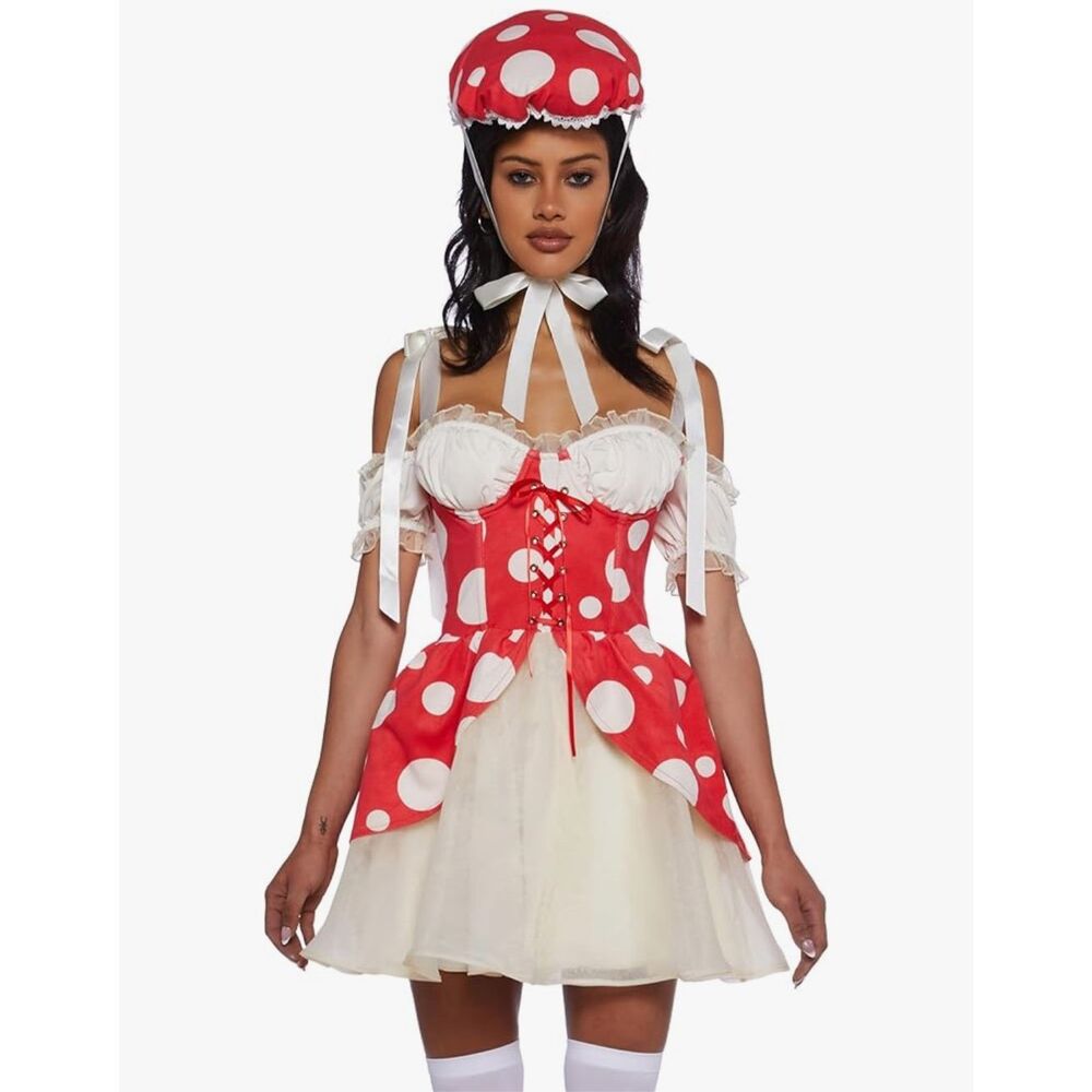 Dolls Kill Princess Toad Costume Mushroom Kingdom Mini Dress